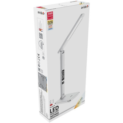 Asztali lámpa LED, AVIDE Irodai bőrhatású naptár Nathan, 6W, 5000K, fehér