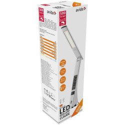 Asztali LED lámpa, Claude, kijelzős, 5W, 5000K, AVIDE, fehér Iroda üzemeltetés, munkavédelem Avide