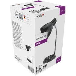 Asztali lámpa, AVIDE Basic O-talpú, 11W, fekete Iroda üzemeltetés, munkavédelem Avide