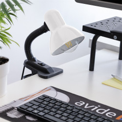 Asztali lámpa, AVIDE Basic csiptethető, max 60W, fehér