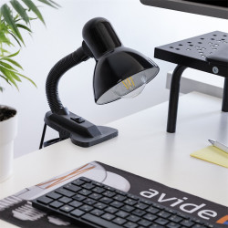 Asztali lámpa, AVIDE Basic csiptethető, max 60W, fekete