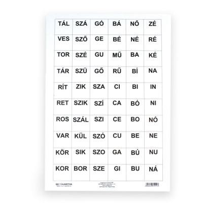 Betűkártya, szókártya készlet