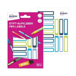 Etikett toll címke iskolai, 50 x 10 mm 30 címke/2 ív, Avery kék/zöld Író- irodaszer, papíráru Avery