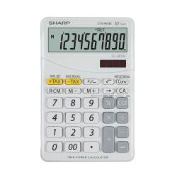 Számológép asztali 10 számjegyes SharpELM332BWH fehér Irodatechnika, kellékei Sharp