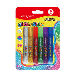 Ragasztó folyékony dekorációs , glitteres, Keyroad, 6 x 10 g Javítás, ragasztás, csomagolás Keyroad
