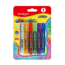 Ragasztó folyékony dekorációs , glitteres, Keyroad, 6 x 10 g Javítás, ragasztás, csomagolás Keyroad