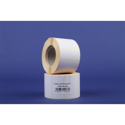 Etikett vellum 25x50mm, tekercses 1000 címke/tekercs