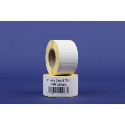 Etikett thermo 26x43mm, tekercses 1000 címke/tekercs