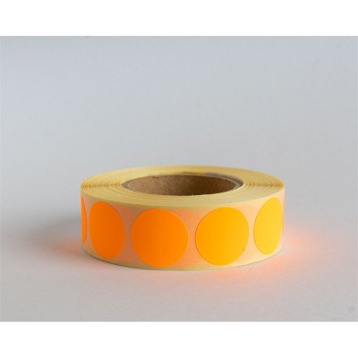 Etikett címke, 20mm, körcímke tekercses 1000 db/tekercs fluo narancs