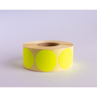 Etikett címke, 38mm, körcímke tekercses 1000 db/tekercs fluo sárga