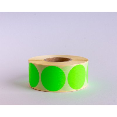 Etikett címke, 38mm, körcímke tekercses 1000 db/tekercs fluo zöld