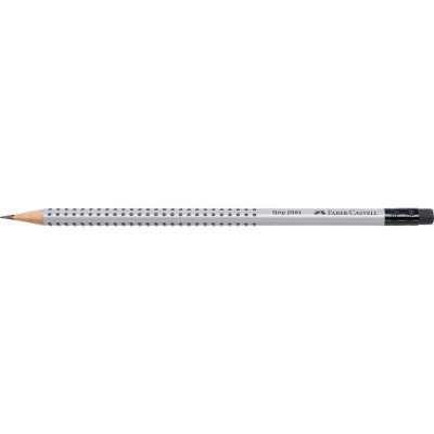 Grafitceruza B,radíros háromszögletű GRIP 2001 Faber-Castell ezüst test