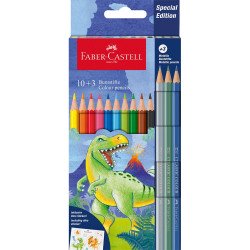 Színes ceruza készlet hatszögletű DINOSZAURUSZ + matrica Faber-Castell 10+3klf. szín Író- irodaszer, papíráru Faber - Castell