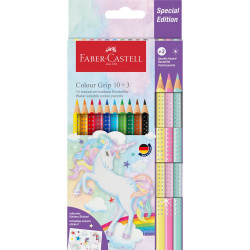 Színes ceruza készlet háromszögletű GRIP UNIKORNIS + matrica Faber-Castell 10+3klf. szín Író- irodaszer, papíráru Faber - Castell