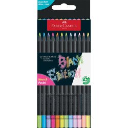 Színes ceruza készlet háromszögletű BLACK EDITION Faber-Castell neon+pasztell fekete test 12klf. szín Író- irodaszer, papíráru Faber - Castell