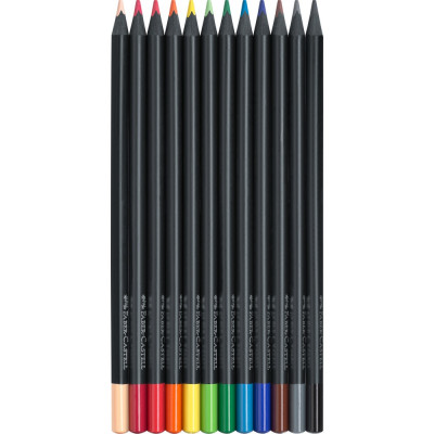 Színes ceruza készlet háromszögletű BLACK EDITION Faber-Castell fekete test 12klf. szín