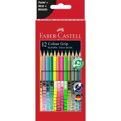 Színes ceruza készlet háromszögletű GRIP Faber-Castell pasztell, neon, metál színek 12klf. szín Író- irodaszer, papíráru Faber - Castell