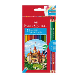 Színes ceruza készlet hatszögletű bicolor + hegyezővel Faber-Castell alap 12+3klf. szín Író- irodaszer, papíráru Faber - Castell