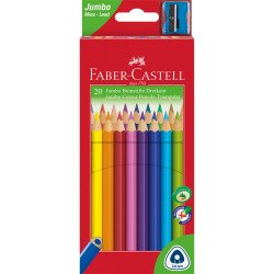 Színes ceruza készlet háromszögletű + hegyező Jumbo Junior Faber-Castell 20klf. szín Író- irodaszer, papíráru Faber - Castell
