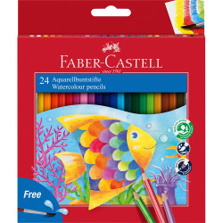 Színes ceruza készlet hatszögletű akvarell + ecset Faber-Castell 24klf. szín Író- irodaszer, papíráru Faber - Castell