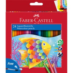 Színes ceruza készlet hatszögletű akvarell + ecset Faber-Castell 24klf. szín Író- irodaszer, papíráru Faber - Castell