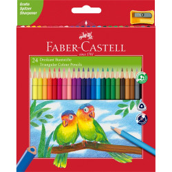 Színes ceruza készlet háromszögletű + hegyező Junior papagáj Faber-Castell 24klf. szín Író- irodaszer, papíráru Faber - Castell