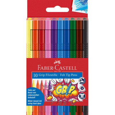Rostirón, filctoll készlet, GRIP Faber-Castell 10 klf. szín