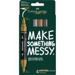 Akril marker készlet, kétvégű MULTIMARK metálszínek Faber-Castell arany, ezüst, réz, acélszürke 4klf. szín Író- irodaszer, papíráru Faber - Castell