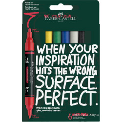 Akril marker készlet, kétvégű MULTIMARK alapszínek Faber-Castell fehér, sárga, eperpiros, zöld, kék, fekete 6klf. szín Író- irodaszer, papíráru Faber - Castell