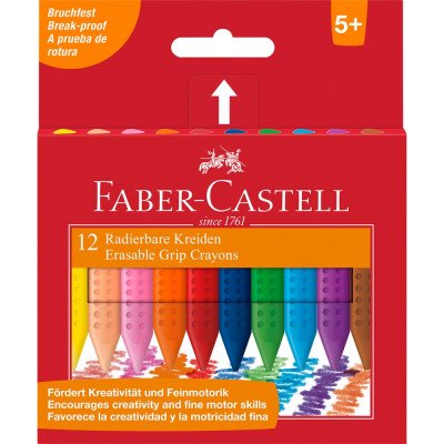 Zsírkréta készlet háromszögletű radírozható GRIP Faber-Castell 12klf. szín