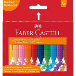 Zsírkréta készlet háromszögletű radírozható GRIP Jumbo Faber-Castell 12klf. szín Író- irodaszer, papíráru Faber - Castell