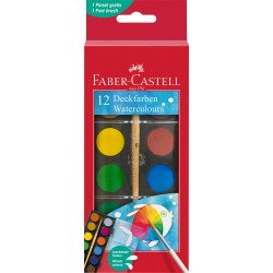 Vízfesték készlet 24mm-es festék gombokkal + ecset Faber-Castell 12klf. szín Író- irodaszer, papíráru Faber - Castell