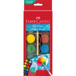 Vízfesték készlet 30mm-es festék gombokkal + ecset Faber-Castell 12klf. szín Író- irodaszer, papíráru Faber - Castell