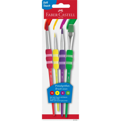 Ecsetkészlet 2,6,10,12, puha tapintású kerek/lapos végű Faber-Castell 4klf. szín