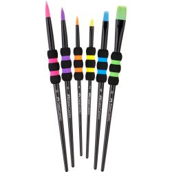 Ecsetkészlet 2,4,6,8,10,12 puha tapintású kerek/lapos Faber-Castell 6klf. fekete szín Író- irodaszer, papíráru Faber - Castell