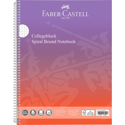 Spirálfüzet A4 80lap kockás színátmenetes borítással Faber-Castell piros-lila
