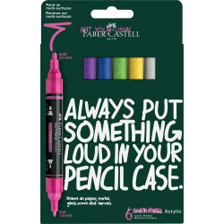 Akril marker készlet,kétvégű MULTIMARK vibráló szín Faber-Castell fehér,fukszia,levélzöld,kék,sárga,levendula 6klf.szín Író- irodaszer, papíráru Faber - Castell