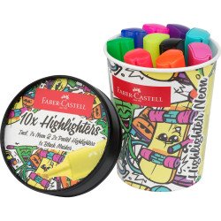 Szövegkiemelő készlet 1-5mm vágott,papír pohárban Faber-Castell 46 fluoreszkáló 10klf. szín Író- irodaszer, papíráru Faber - Castell