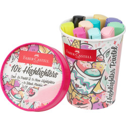 Szövegkiemelő készlet 1-5mm vágott,papír pohárban Faber-Castell 46 pasztell 10klf. szín