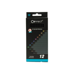 Színes ceruza készlet, hatszögletű, fekete test Connect 12 klf. szín