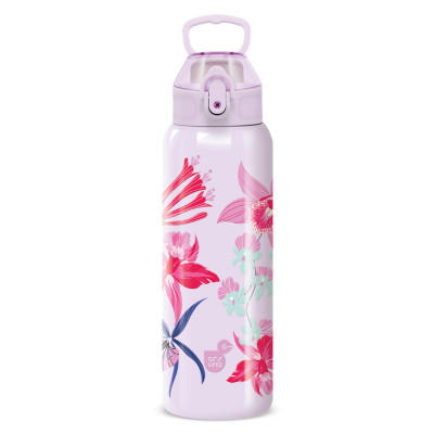 Műanyag duplafalú fémkulacs 700ml Ars Una Beach Flowers-purple