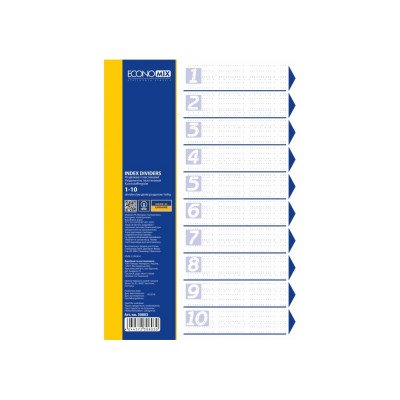 Elválasztólap, A4, prespán mintás 160 micron, 10 részes, PP Economix