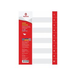 Elválasztólap, A4, PP prespán mintás 110 micron, 10 részes, PP Optima Író- irodaszer, papíráru OPTIMA