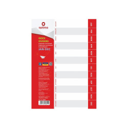 Elválasztólap, A4, PP prespán mintás 110 micron, Jan-Dec, Optima Író- irodaszer, papíráru OPTIMA