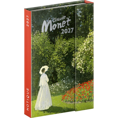 Határidőnapló mágnessel záródó, heti, fehér lapokkal Claude Monet 110x160mm, Presco