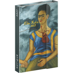 Határidőnapló mágnessel záródó, heti, fehér lapokkal Frida Kahlo 110x160mm, Presco Író- irodaszer, papíráru Presco