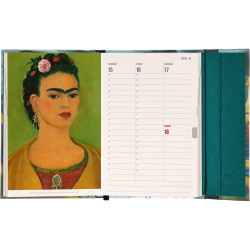 Határidőnapló mágnessel záródó, heti, fehér lapokkal Frida Kahlo 110x160mm, Presco