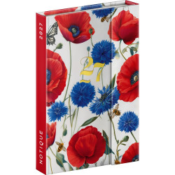 Határidőnapló mágnessel záródó, heti, fehér lapokkal Porcelain Poppies 110x160mm, Presco Író- irodaszer, papíráru Presco