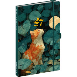 Keménytáblás tervező krémszínű lapokkal, kétheti beosztással, leszorító gumiszalaggal Cat 130x210mm, Presco Író- irodaszer, papíráru Presco