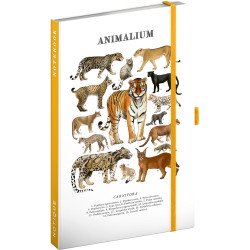 Keménytáblás notesz krémszínű lapokkal, vonalas, leszorító gumiszalaggal Animalium – Felines 130x210mm, Presco Író- irodaszer, papíráru Presco